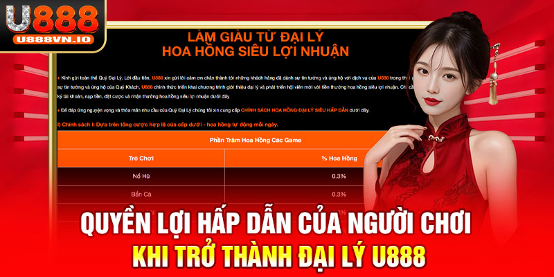 Quyền lợi hấp dẫn của người chơi khi trở thành đại lý U888